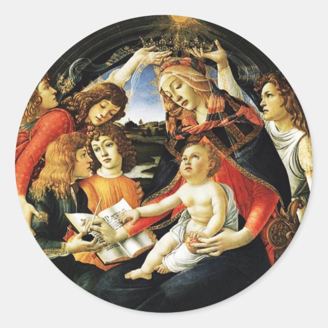 Madonna of the Magnificat Classic Round Sticker (Front)