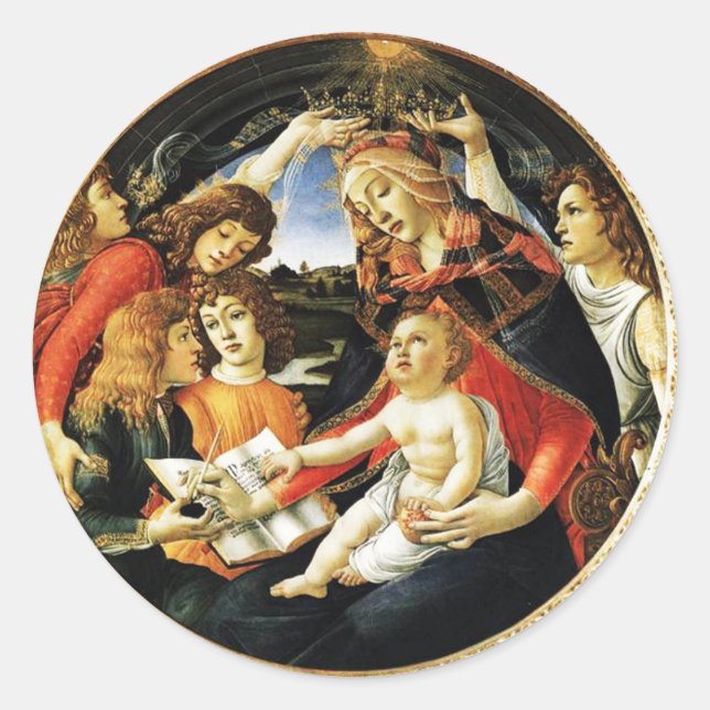 Madonna of the Magnificat Classic Round Sticker (Front)