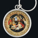 Madonna of the Magnificat Keychain<br><div class="desc">Madonna del Magnificat is a painting by the Italian Renaissance master Sandro Botticelli, 1487 FLorence Italy .tempera on panel.This work portrays the Virgin Mary crowned by two angels. The Child Jesus is keeping in a hand the pomegranate,  symbol of the Resurrection.</div>