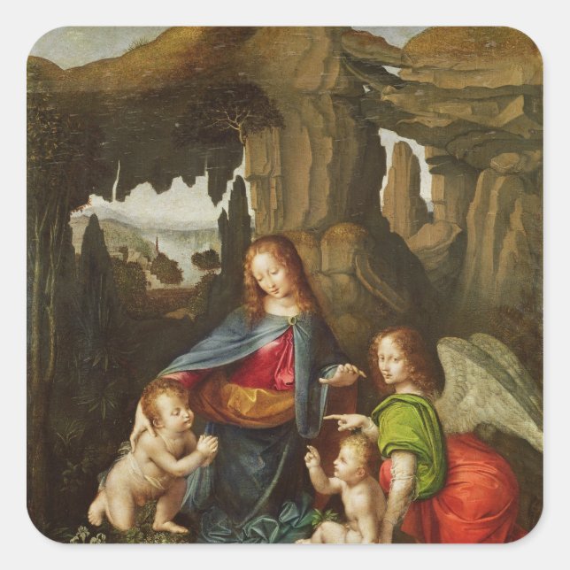 Madonna of the Rocks Square Sticker (Front)