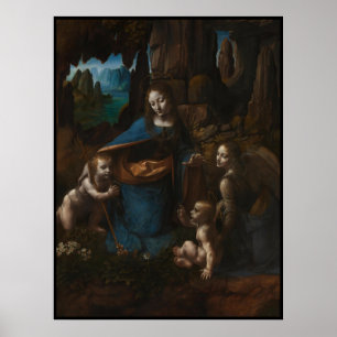 Madonna of the Rocks"Virgin Mary, baby Jesus, John Poster