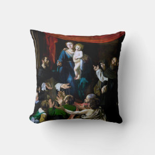 Madonna of the Rosary, Caravaggio Throw Pillow