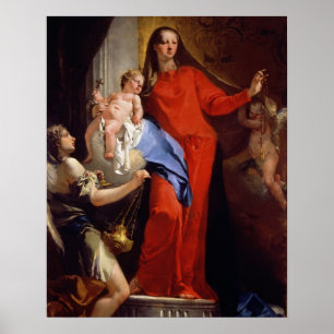 Madonna of the Rosary (oil on canvas) Poster