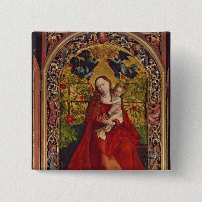 Madonna of the Rose Bower, 1473 2 Inch Square Button (Front)