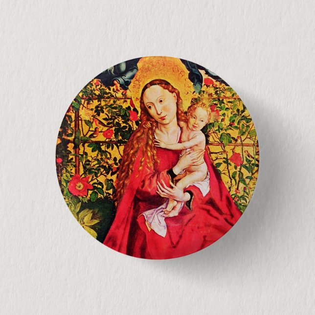MADONNA OF THE ROSE BOWER 1 INCH ROUND BUTTON (Front)