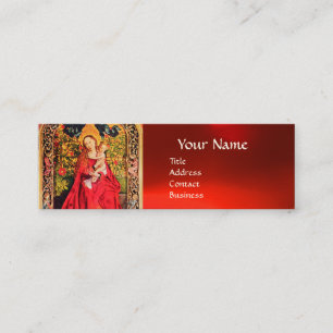 MADONNA OF THE ROSE BOWER PARCHMENT ,Red Ruby Gem Mini Business Card