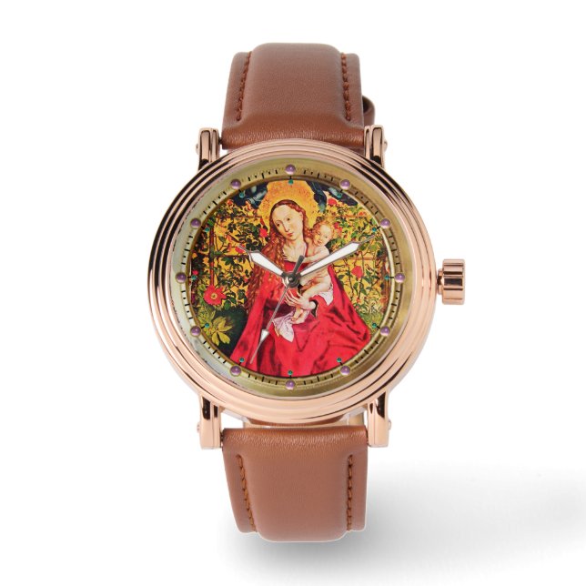 MADONNA OF THE ROSE BOWER ,PINK AMETHYST GEMS WATCH (Front)