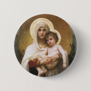 Madonna of the Roses by Bouguereau 2 Inch Round Button