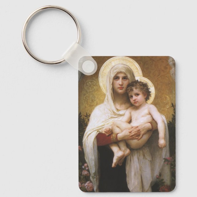 Madonna of the Roses by Bouguereau Keychain (Front)