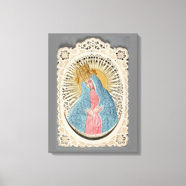 Madonna Queen of Heaven on Lace Canvas Print (Front)