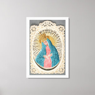 Madonna Queen of Heaven on Lace Canvas Print
