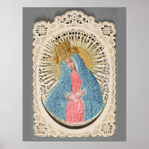 Madonna Queen of Heaven on Lace Poster