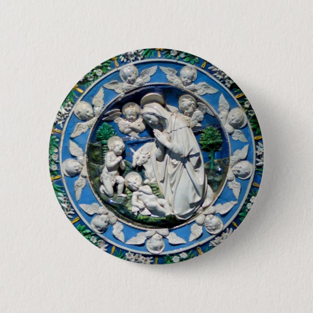 MADONNA WITH CHILD AND ANGELS 2 INCH ROUND BUTTON (Front)
