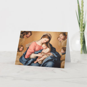 Madonna with Child and Angels Holiday Card