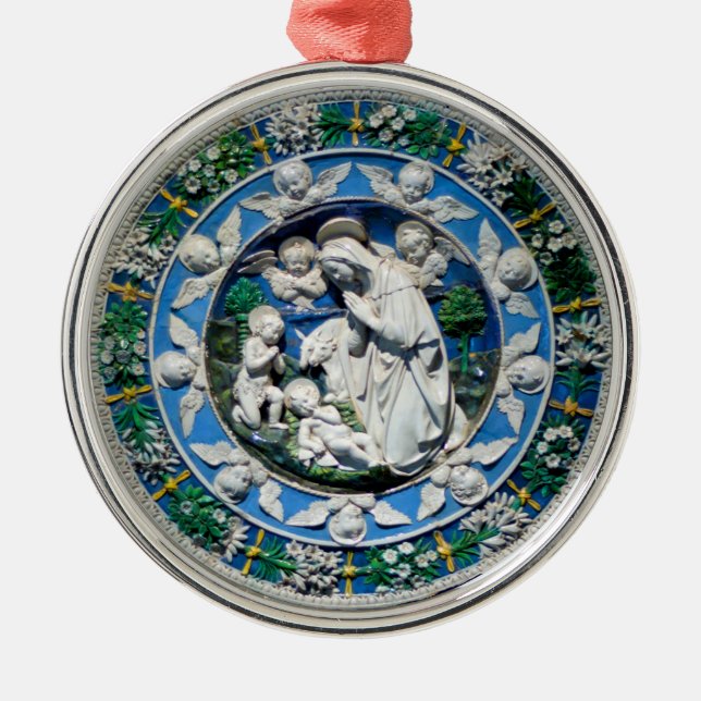 MADONNA WITH CHILD AND ANGELS METAL ORNAMENT (Front)