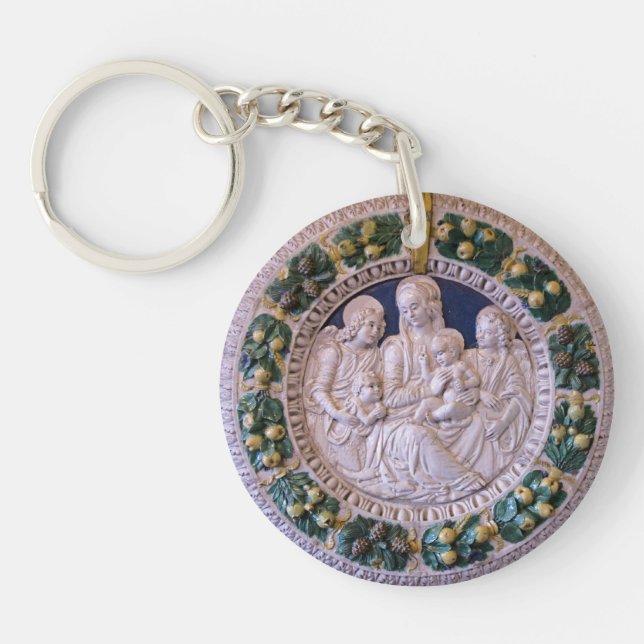 MADONNA WITH CHILD AND SAINTS Ave Maria Prayer Keychain (Front)