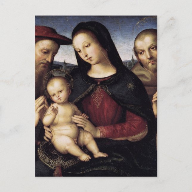 Madonna with Child and Saints by Raphael Postcard (Front)
