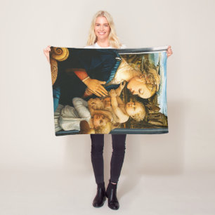 Madonna with child and two Angels, Filippo Lippi Fleece Blanket