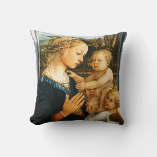 Madonna with child and two Angels, Filippo Lippi Throw Pillow