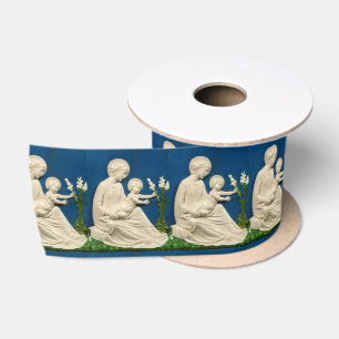 MADONNA WITH CHILD AND WHITE LILIES SATIN RIBBON