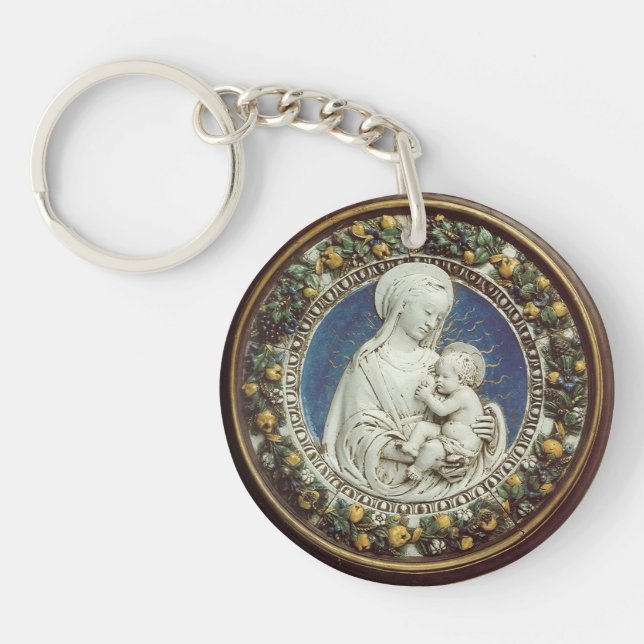 MADONNA WITH CHILD Ave Maria Prayer Parchment Keychain (Front)