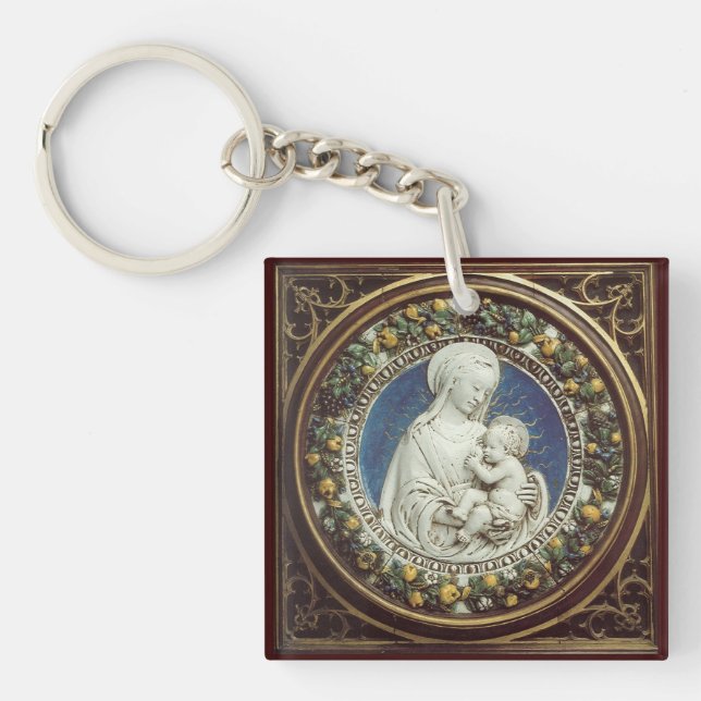 MADONNA WITH CHILD Ave Maria Prayer Parchment Keychain (Front)