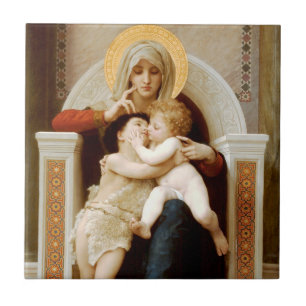 Madonna with child & John the Baptist, Bouguereau Tile