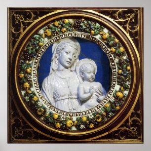MADONNA WITH CHILD RENAISSANCE FLORAL CROWN POSTER