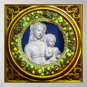 MADONNA WITH CHILD RENAISSANCE FLORAL CROWN POSTER