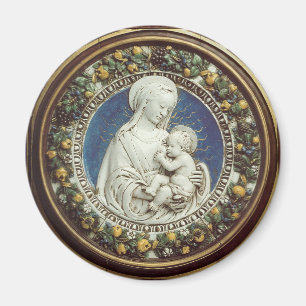 MADONNA WITH CHILD, round Magnet