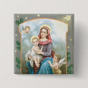Madonna with Christ Child 2 Inch Square Button