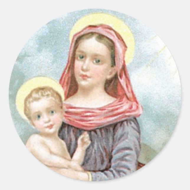 Madonna with Christ Child Classic Round Sticker (Front)