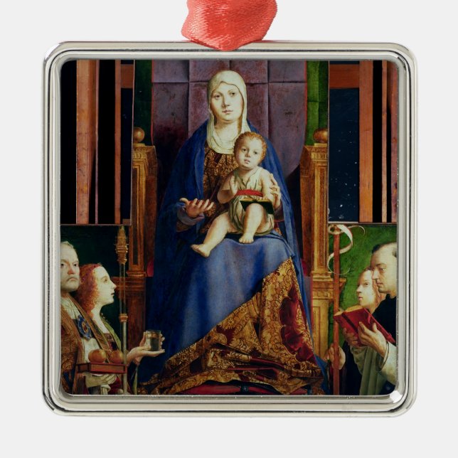 Madonna with Saint Nicholas of Bari Metal Ornament (Front)