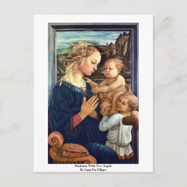 Madonna With Two Angels By Lippi Fra Filippo Postcard (Front)