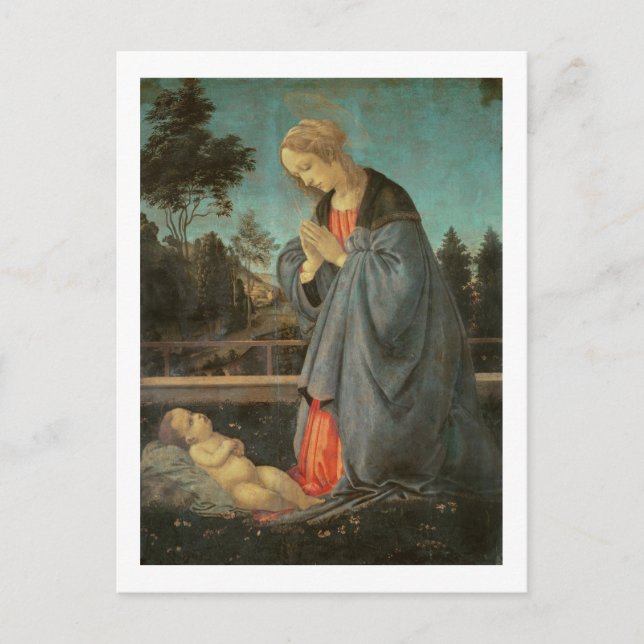 Madonna worshipping the Child, c.1477-80 (oil on p Postcard (Front)