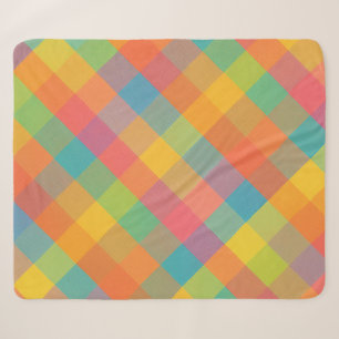 Madras Breeze – Diagonal Plaid Sherpa Fleece Blank Blanket