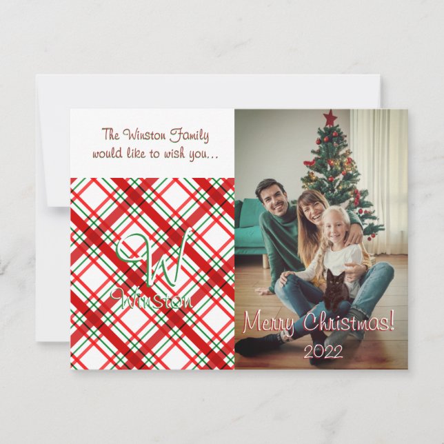 Madras Check Plaid Christmas Card (Front)