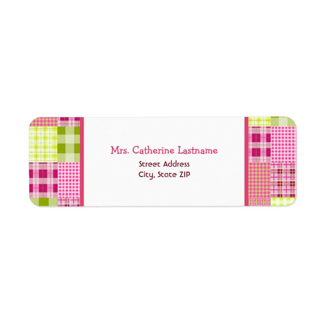 Madras Inspired Plaid Patchwork Address Label (Front)
