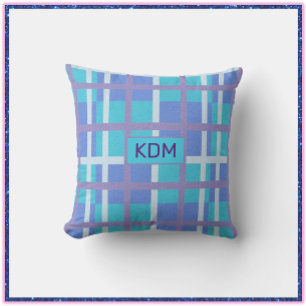 Madras moderne élégant violet et Coussin bleu