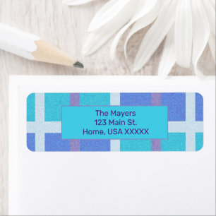 Madras moderne violet Étiquette bleu