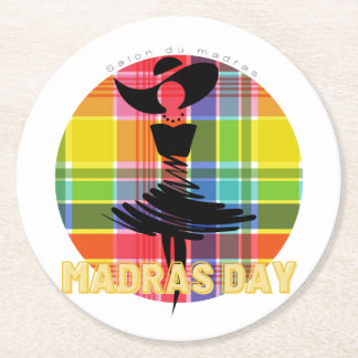 Madras paper glass top day round paper coaster