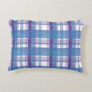 Madras Plaid Blue and Purple Accent Pillow