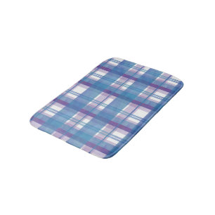 Madras Plaid Blue and Purple Bath Mat