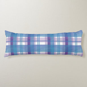 Madras Plaid Blue and Purple Body Pillow