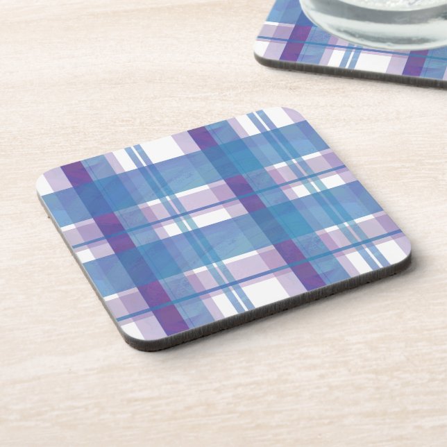 Madras Plaid Blue and Purple Coaster (Left Side)