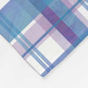 Madras Plaid Blue and Purple Fleece Blanket