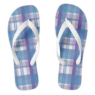 Madras Plaid Blue and Purple Flip Flops