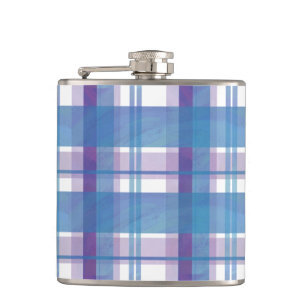 Madras Plaid Blue and Purple Hip Flask