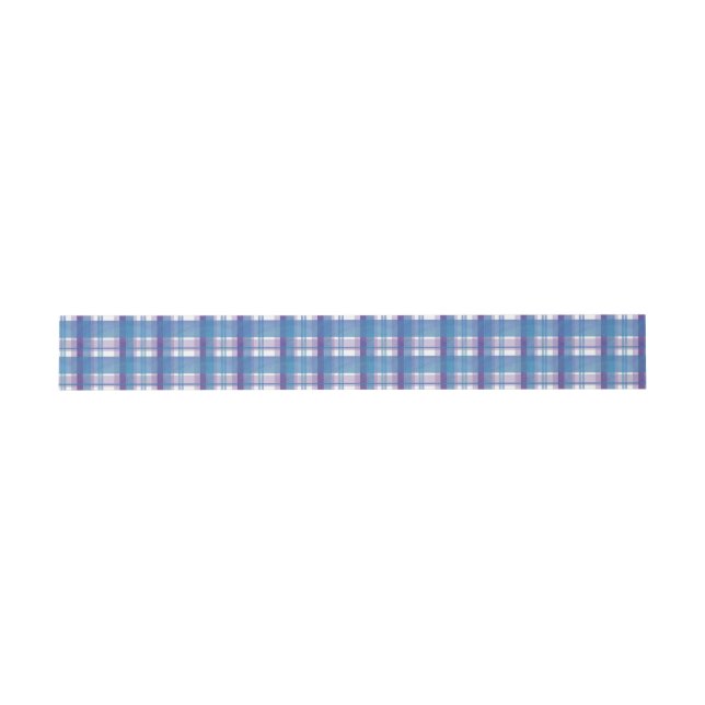 Madras Plaid Blue and Purple Invitation Belly Band (Flat)