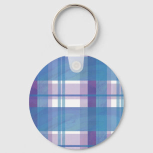 Madras Plaid Blue and Purple Keychain